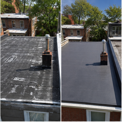 Rubber roof before and after example